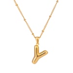 Gold color / 1 Piece Simple Casual Style Letter Y Shape Stainless Steel  Gold Color Women's Pendant Necklace Picture23